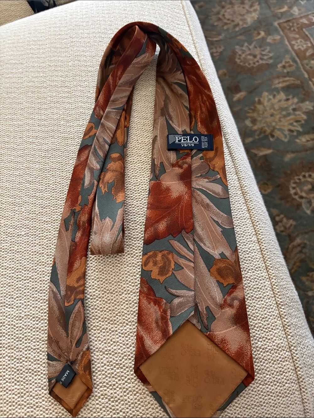 Pelo Floral Silk Tie in Rust and Teal